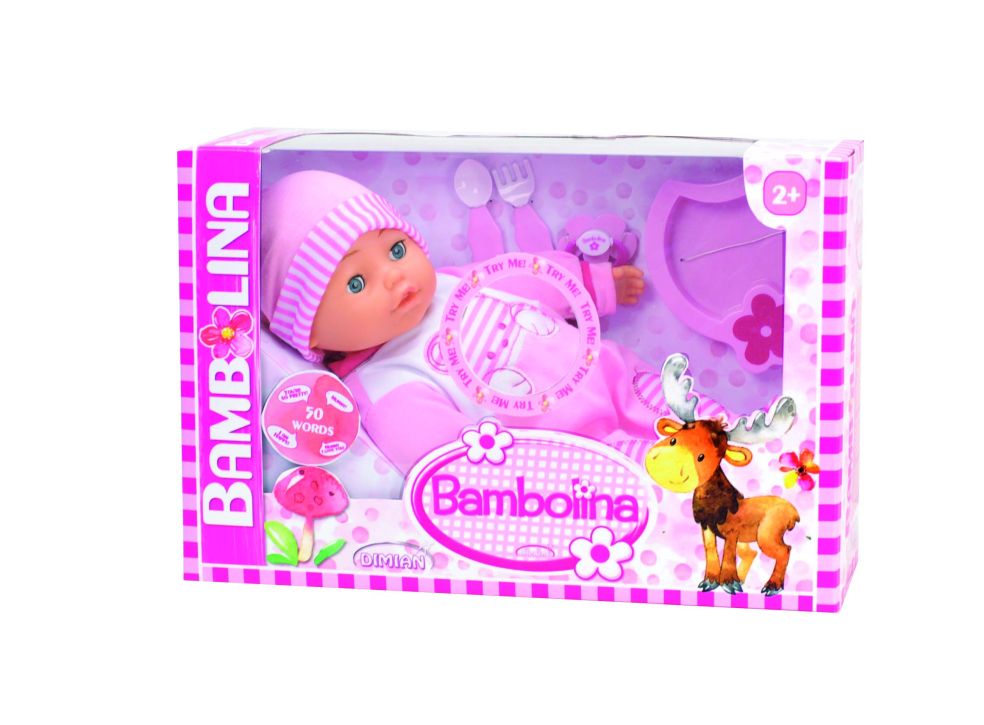 Bambolina Babypop (40cm) met 50 woordjes + accessoires