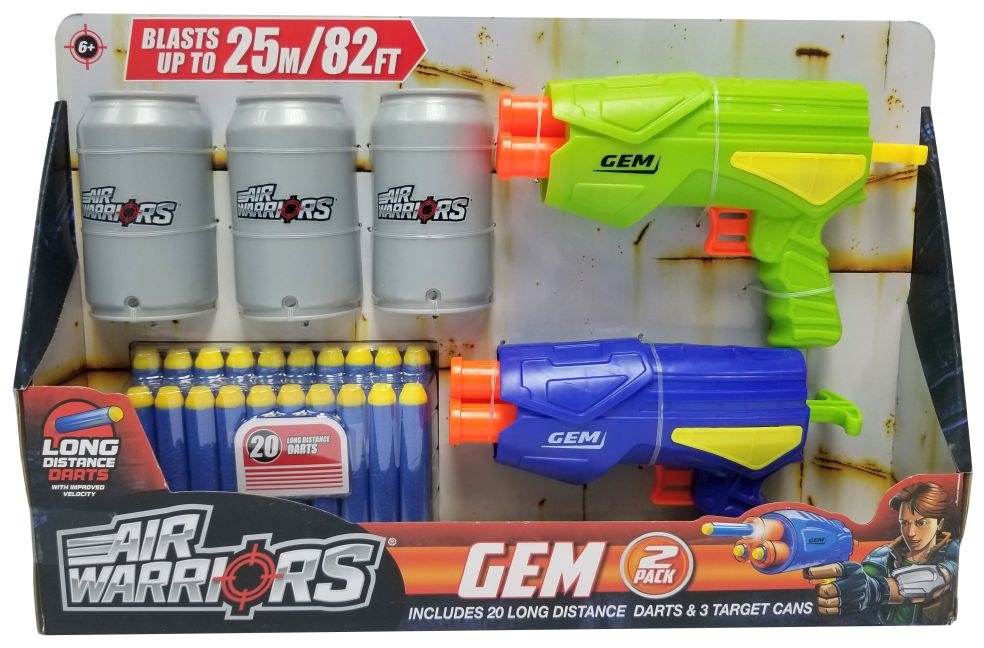 Air Warriors – Gem (2-pack) met 3 blikken en 20 lange afstand pijltjes