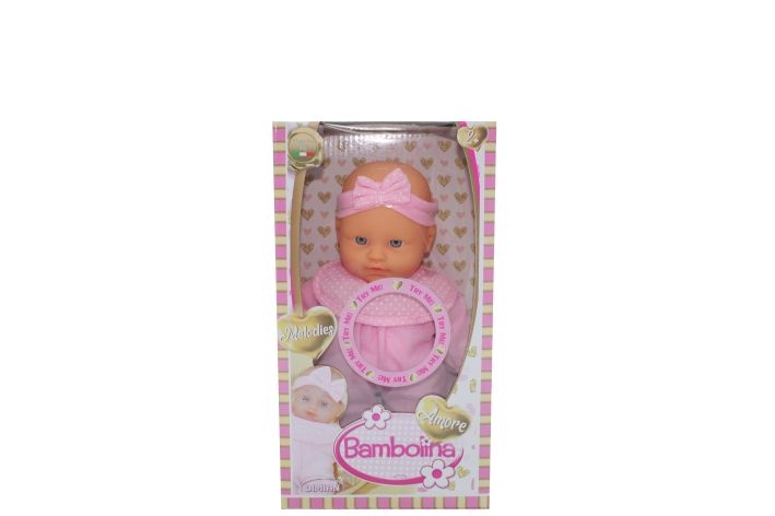 Bambolina Amore Babypop (26cm) Soft met 4 melodieën (Roze OF Blauw) – assor