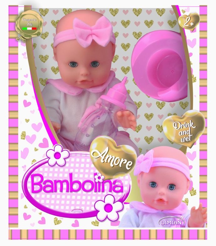 Bambolina Amore Babypop (33cm) met potje en drinkfles