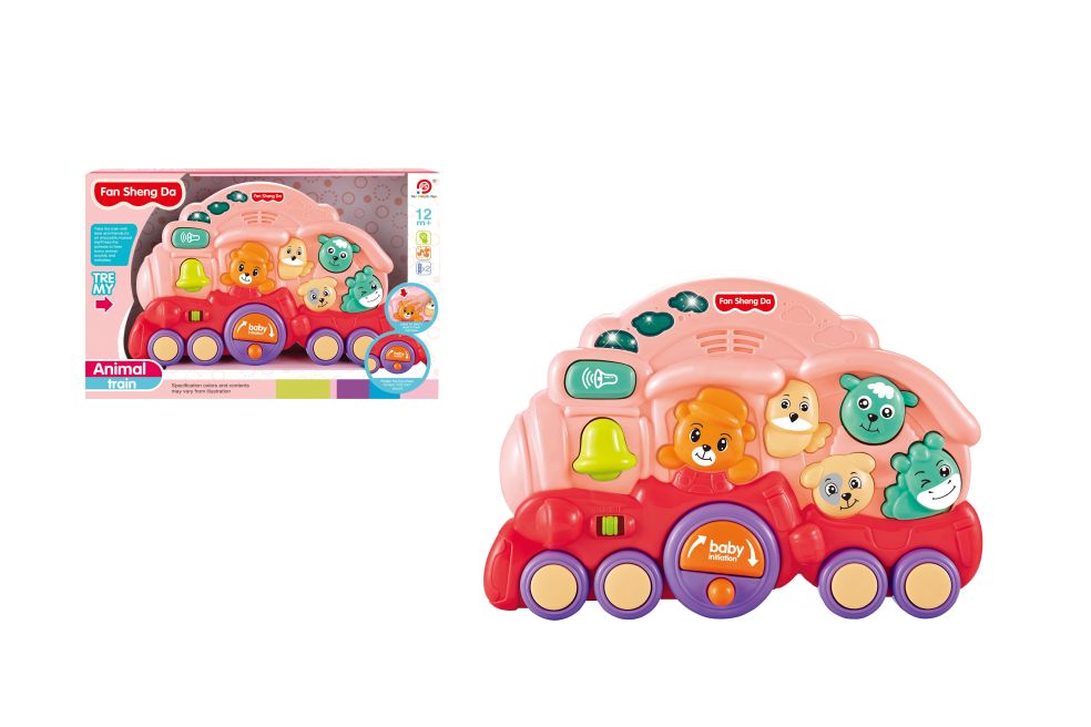 Baby dierentrein + lichte muziek – roze. 12M+. 2xLR06 Excl. 05050804